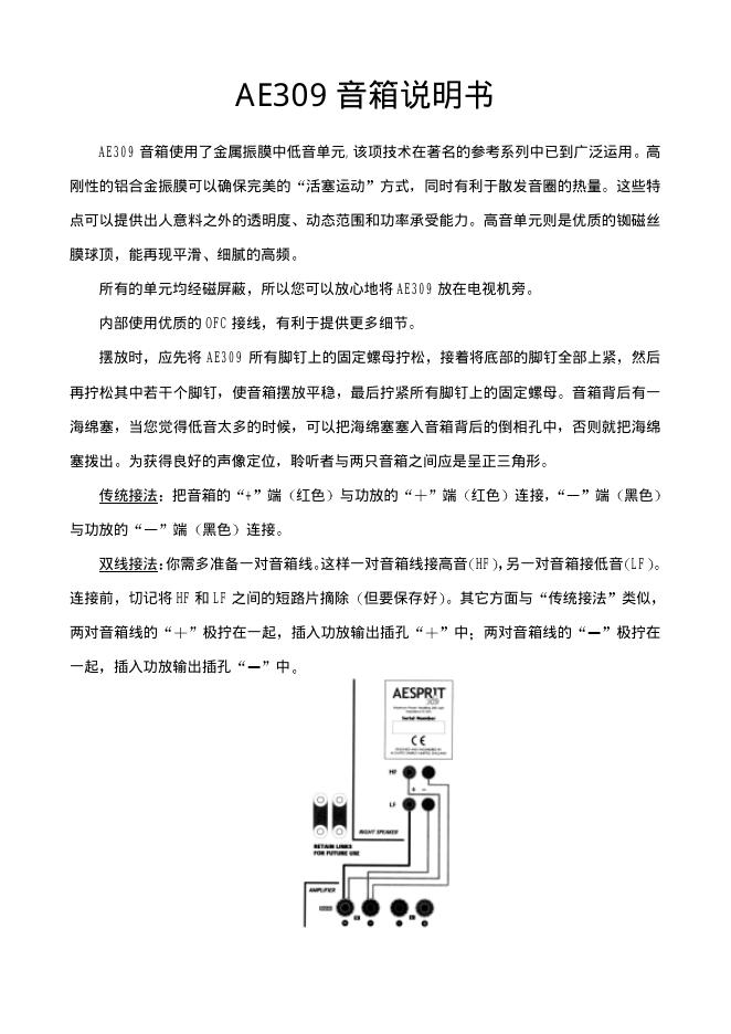 AE309 音箱说明书
