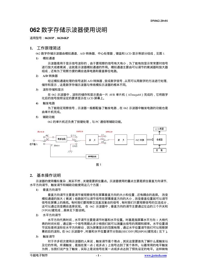 062数字存储示波器使用说明