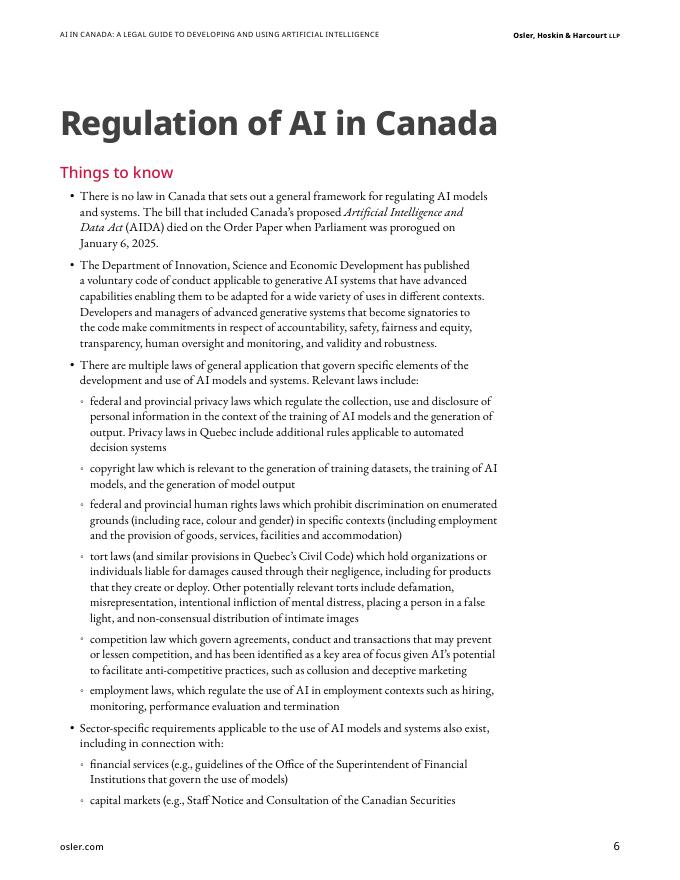 奥斯勒律师事务所：2025年加拿大人工智能：AI研发与应用法律指南报告（英文版）_第6页