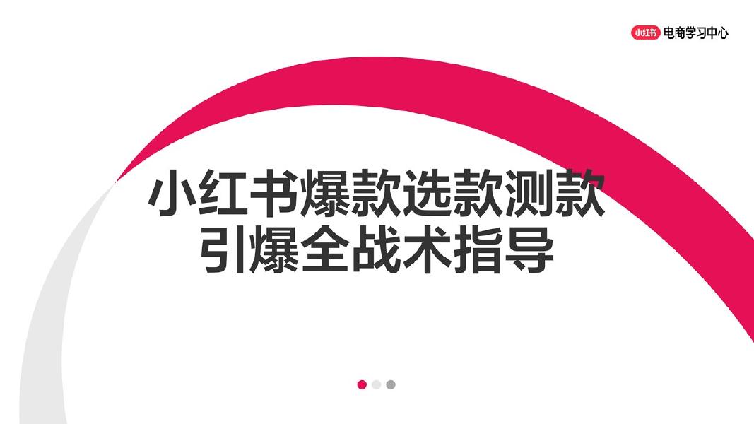 小红书：爆款选款测款引爆全战术指导