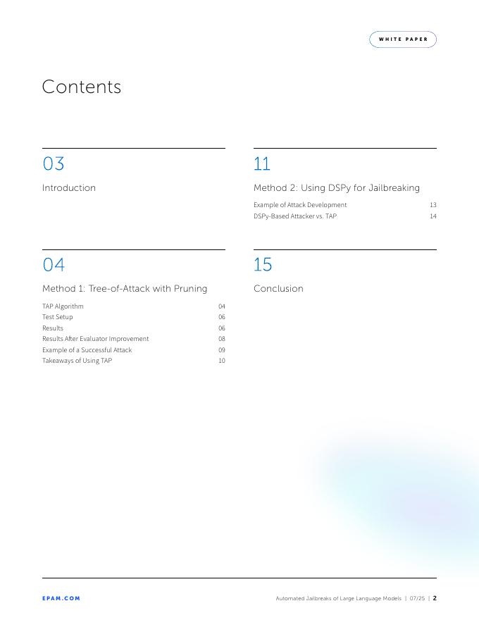 EPAM：2025年大语言模型（LLM）的自动化越狱白皮书（英文版）_第2页