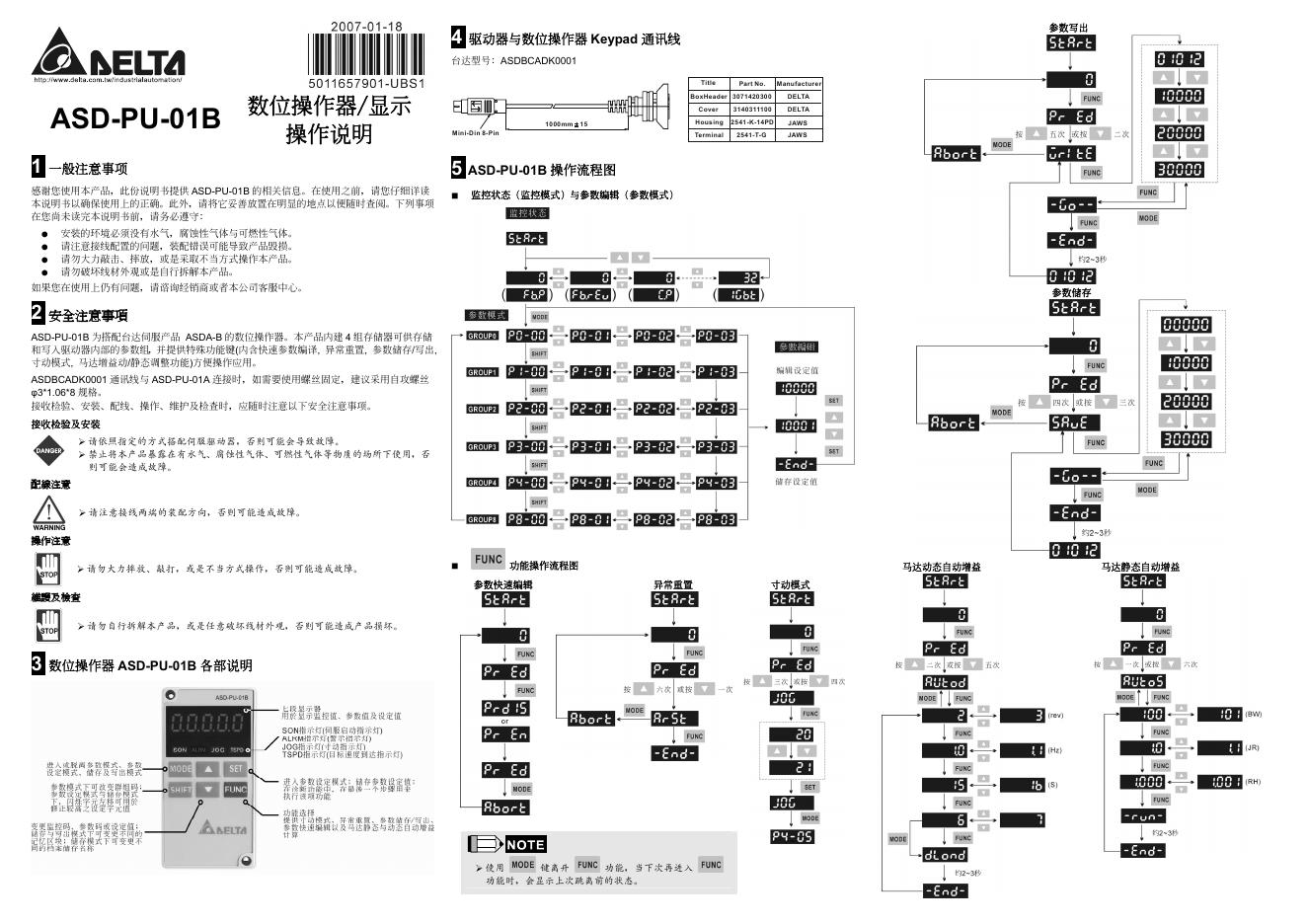 DELTA asd-pu-01b数位操作器 安装说明书