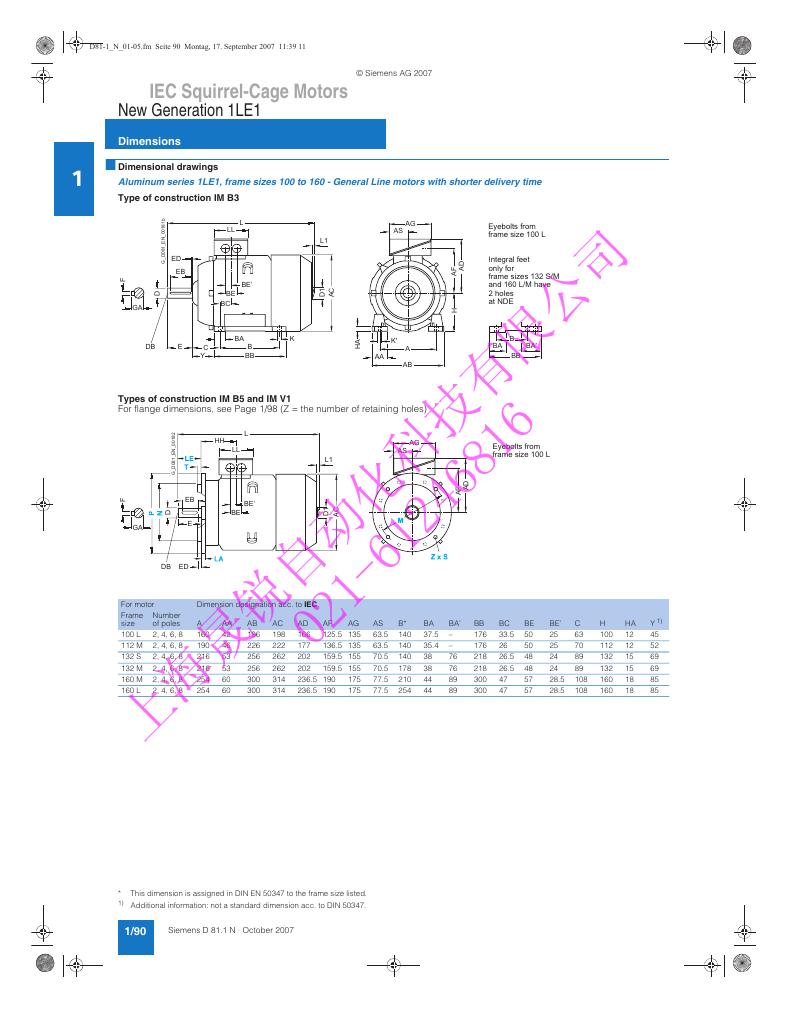 IEC Squirrel-Cage Motors New Generation 1LE1 说明书
