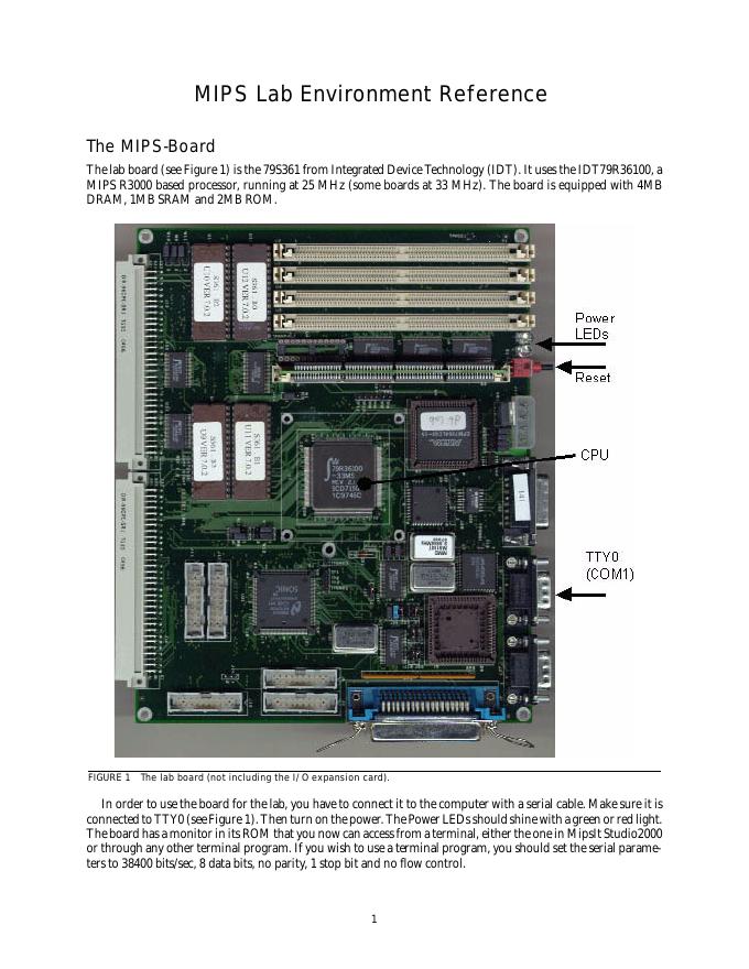 MIPS Lab Environment Reference 说明书