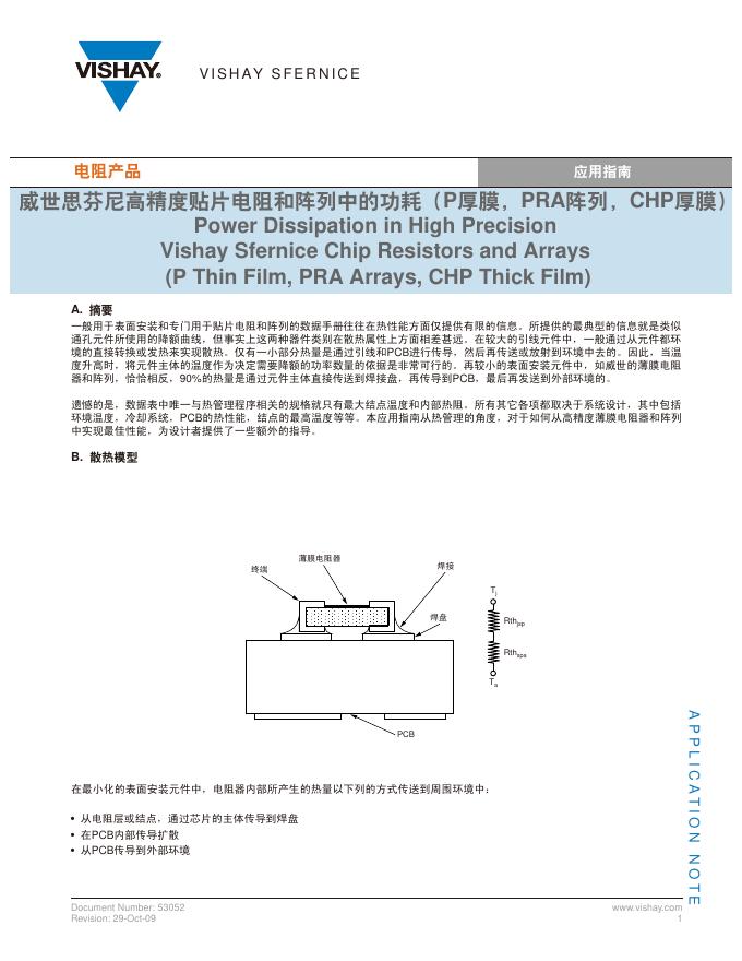 VISHAY  SFERNICE 使用说明书