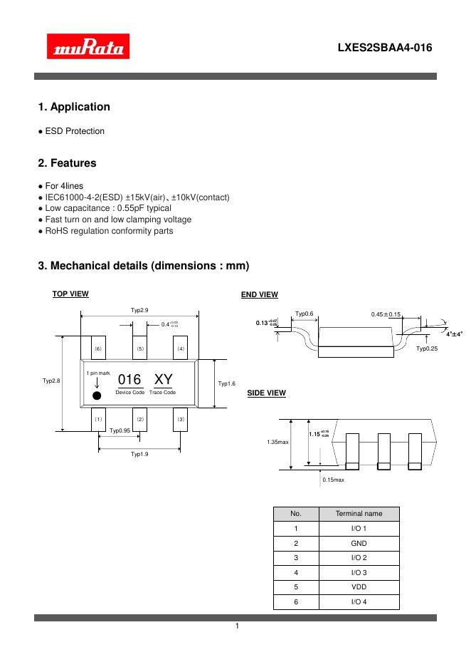 murata LXES2SBAA4-016 说明书