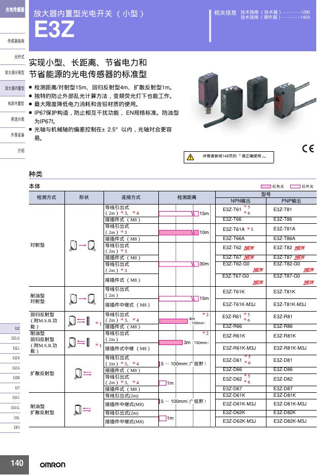 omron  E3Z放大器内置型光电开关 说明书