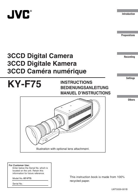 JVC 3CCD Digital Camera 3CCD Digitale Kamera 3CCD Caméra numérique 说明书