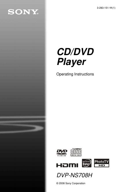 SONY DVP-NS708H 说明书