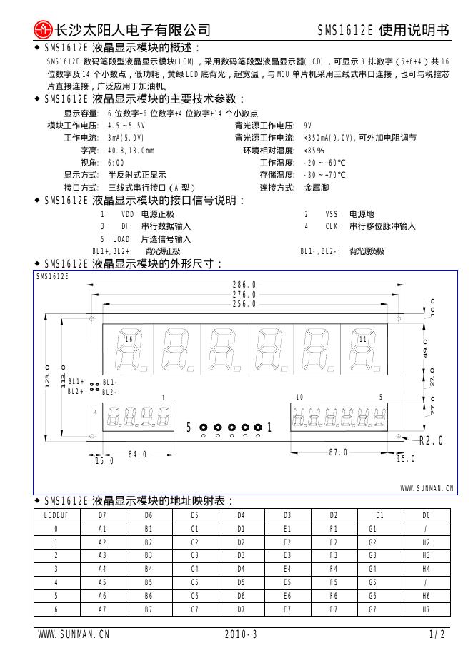 长沙太阳人电子有限公司 SMS1612E 使用说明书