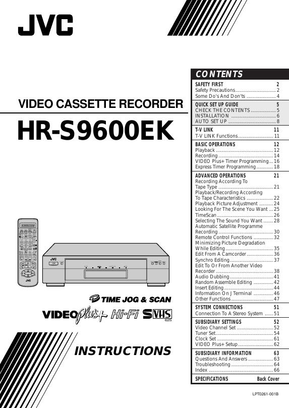 JVC HR-S9600EK 说明书