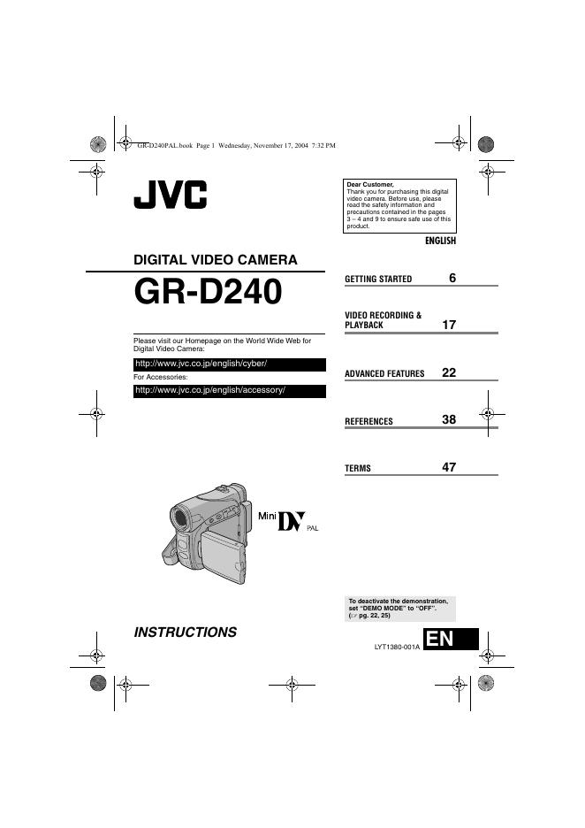 JVC GR-D240 说明书