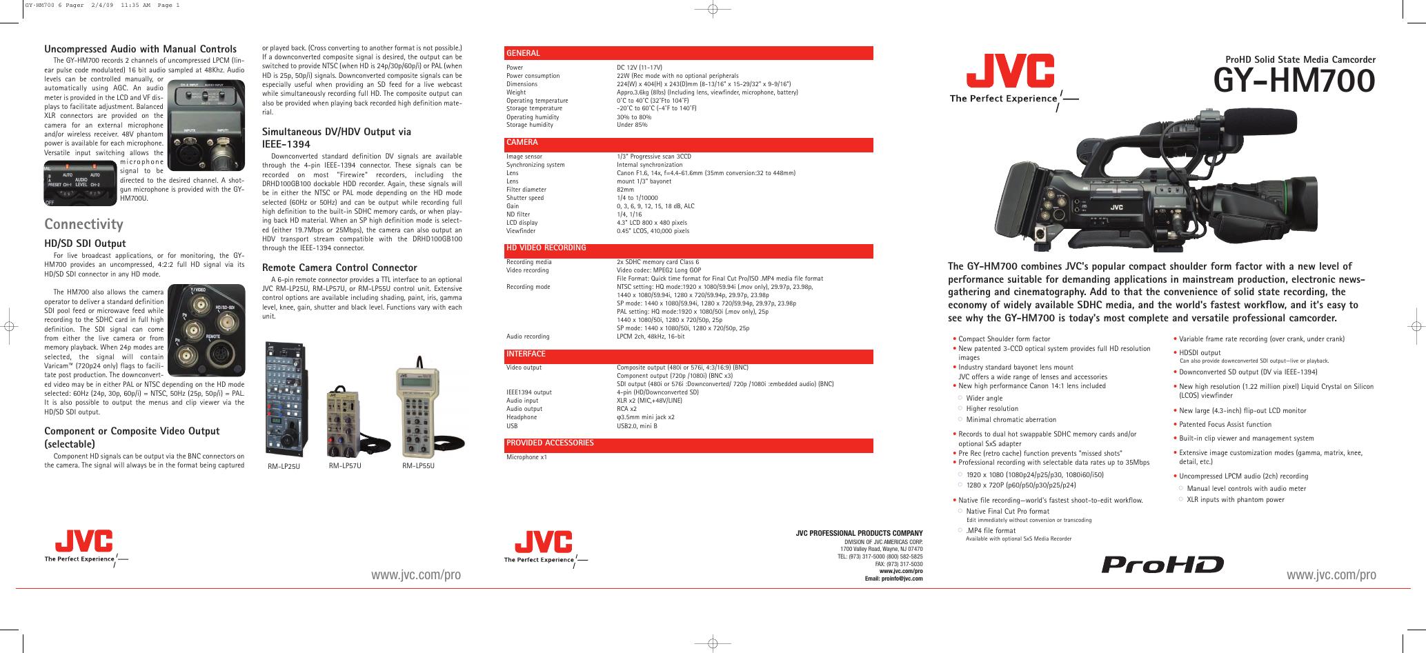 JVC GY-HM700 说明书