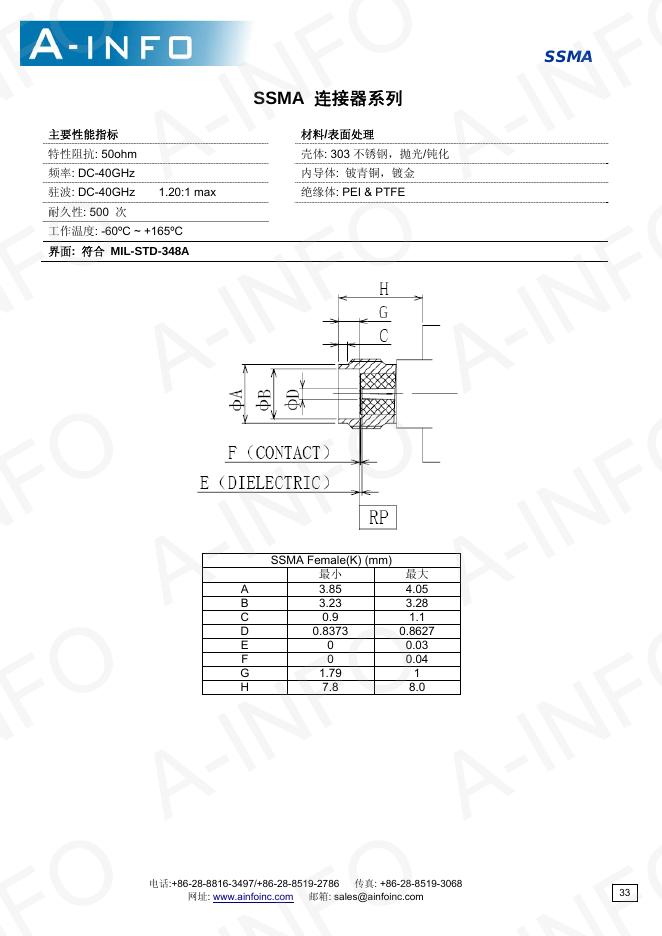 A-INFO SSMA连接器系列 说明书