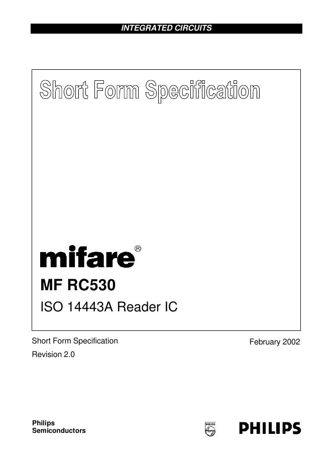 PHILIPS MF RC530 ISO 14443A Reader IC 说明书