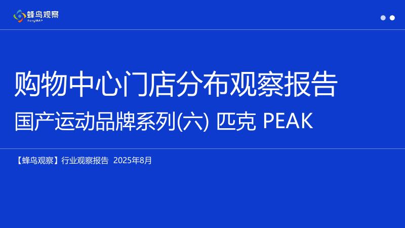 蜂鸟观察：2025年购物中心门店分布观察报告-国产运动品牌系列（六）匹克PEAK海报