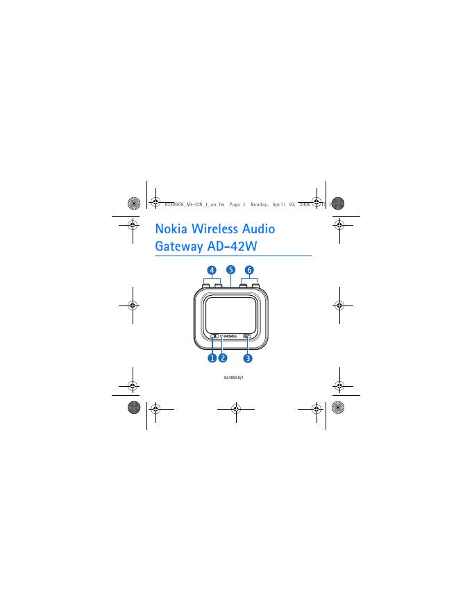 Nokia Wireless Audio  Gateway AD-42W 说明书