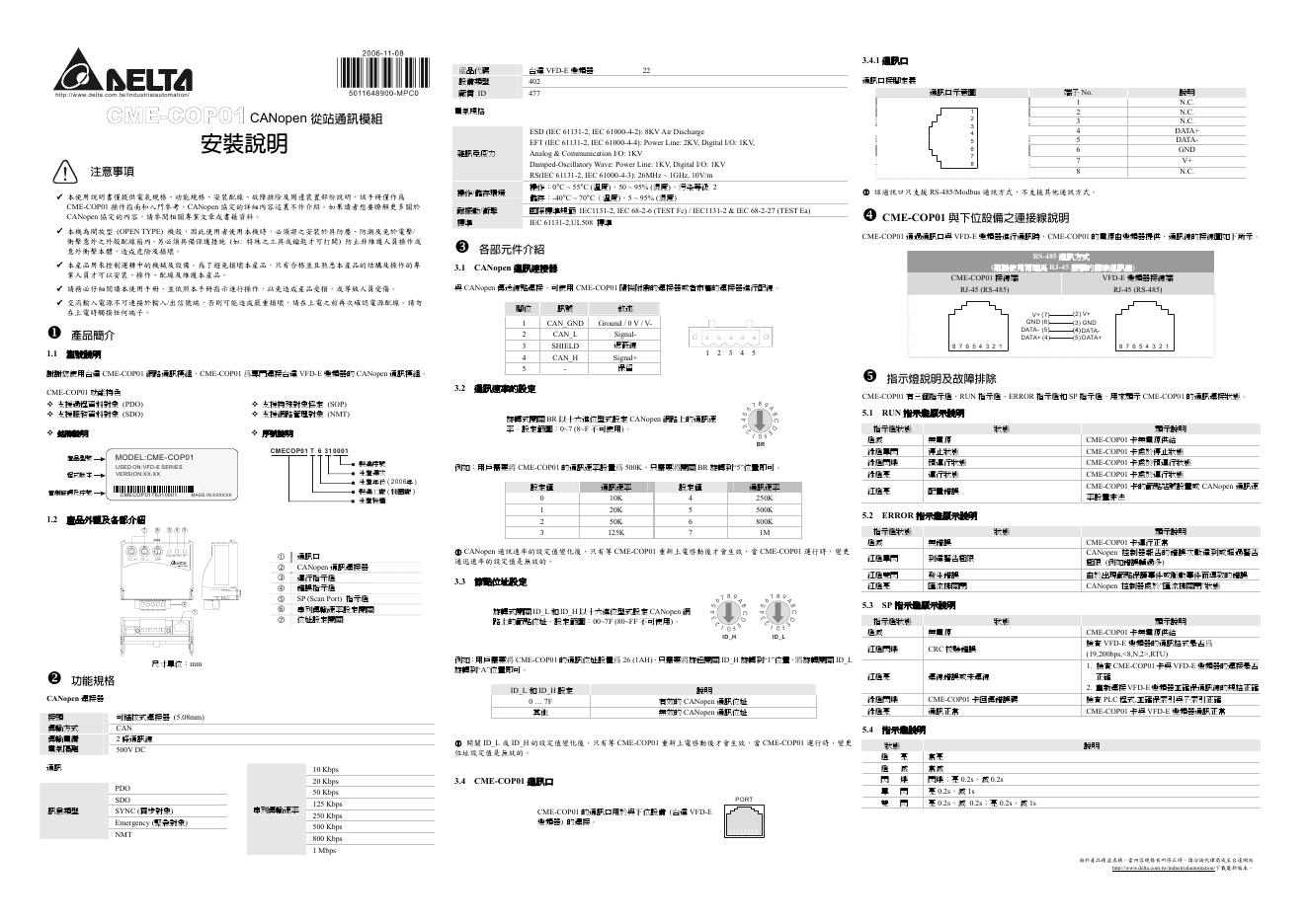 DELTA CME-COP01 安装说明