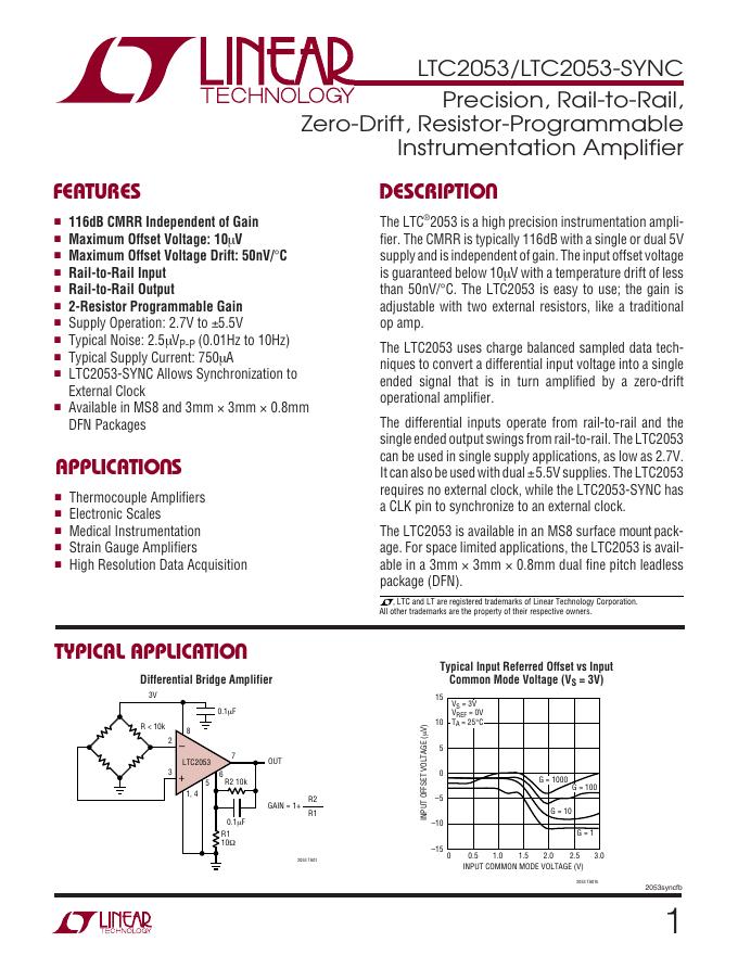 LINEAR LTC2053/LTC2053-SYNC 说明书