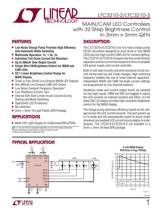 LINEAR LTC3210-2/LTC3210-3 说明书