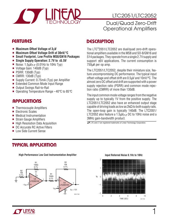 LINEAR LTC2051/LTC2052 说明书