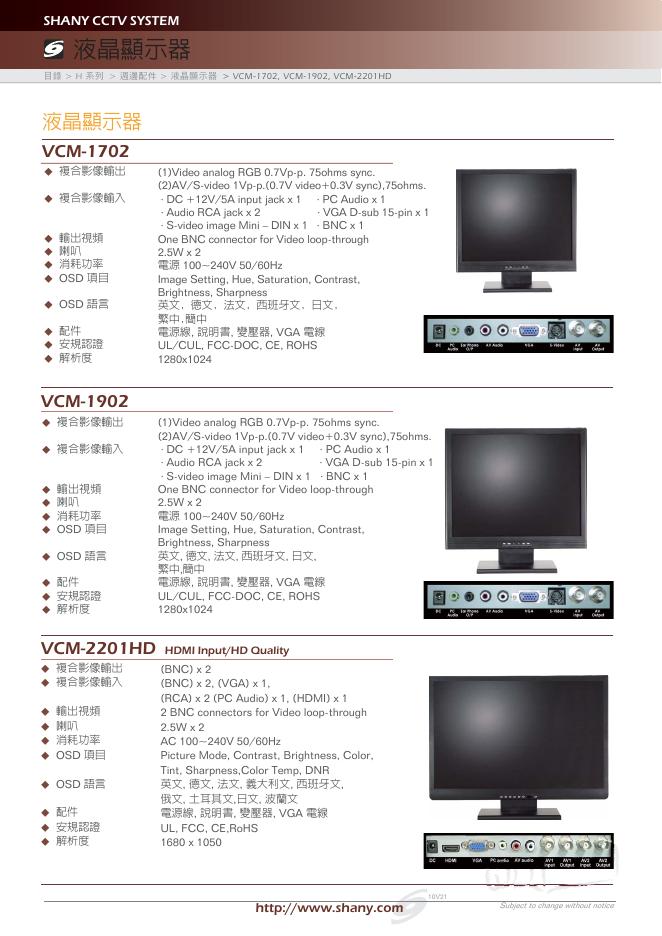 SHANY CCTV SYSTEM 液晶显示器 说明书