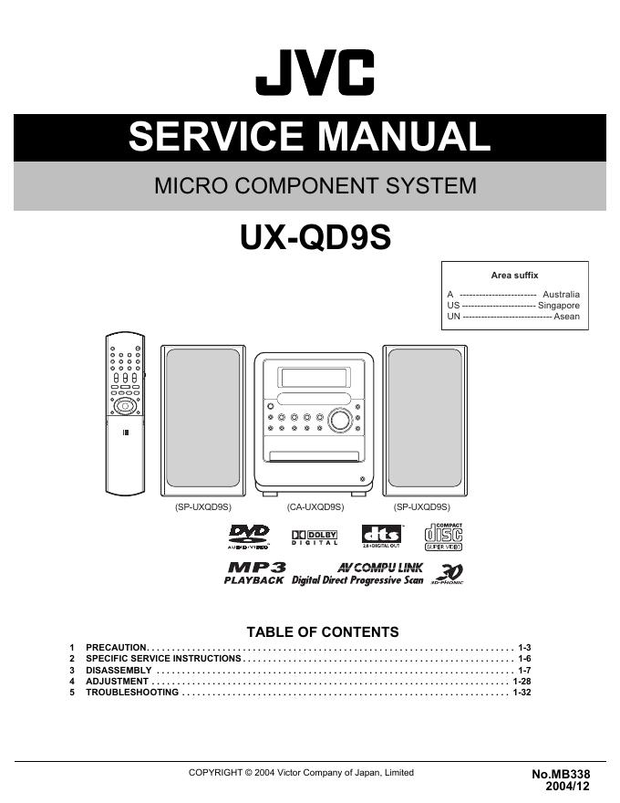 JVC UX-QD9S MICRO COMPONENT SYSTEM 说明书