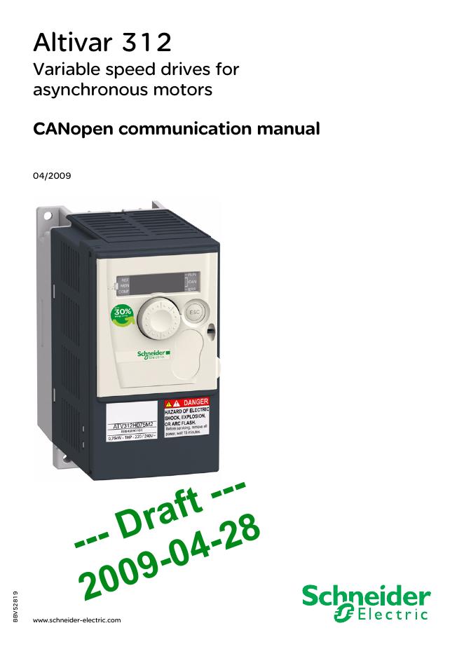 schneider  Altivar 312 Variable speed drives for  asynchronous motors CANopen communication manual 说明书
