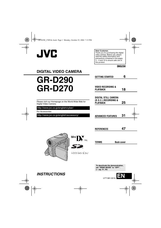 JVC GR-D290 GR-D270 说明书