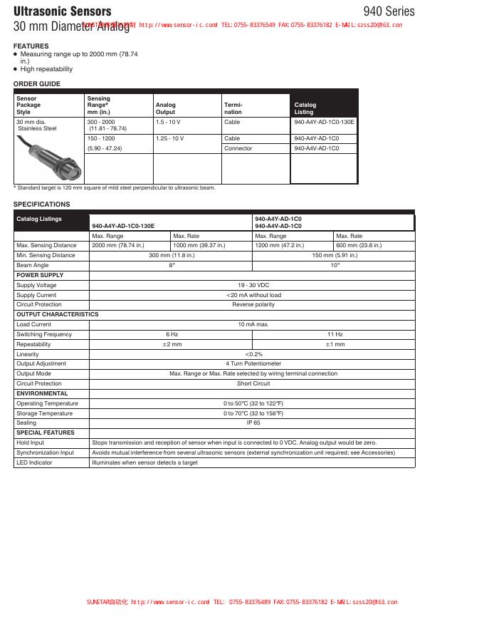 Ultrasonic Sensors 说明书
