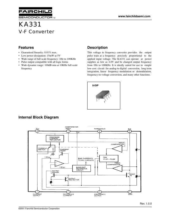 FAIRCHILD KA331 V-F Converter 说明书