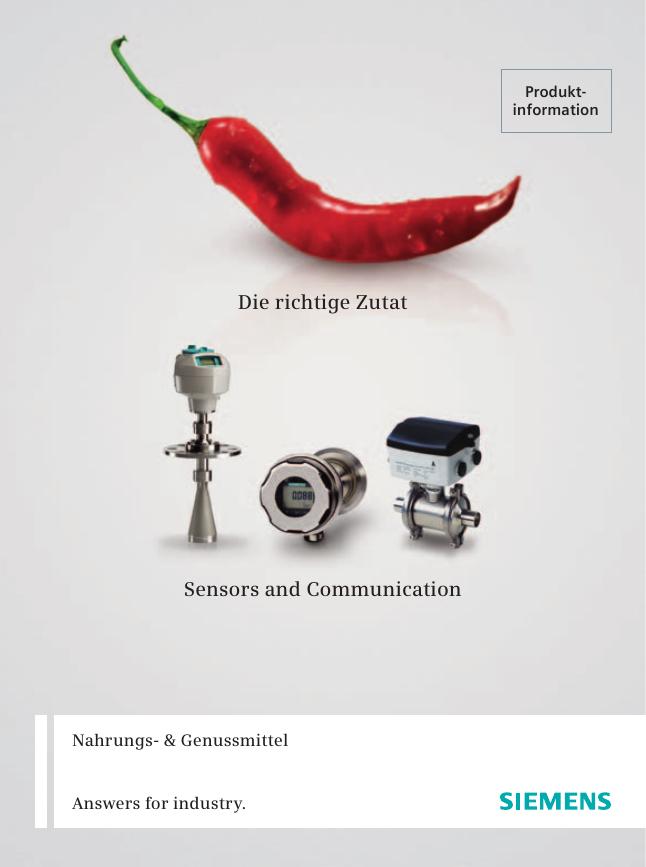 SIEMENS  Sensors and Communication  说明书