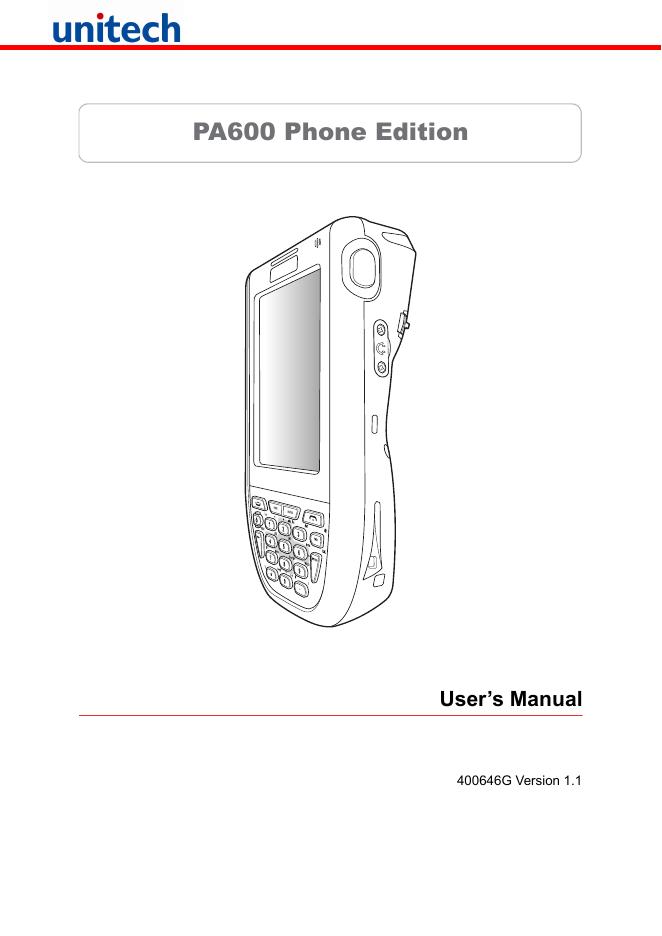 unitech PA600 Phone Edition 说明书