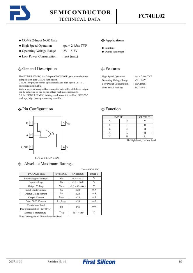 First Silixon SEMICONDUCTORFC74UL02 说明书