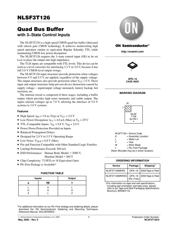 NLSF3T126  Quad Bus Buffer 使用说明书