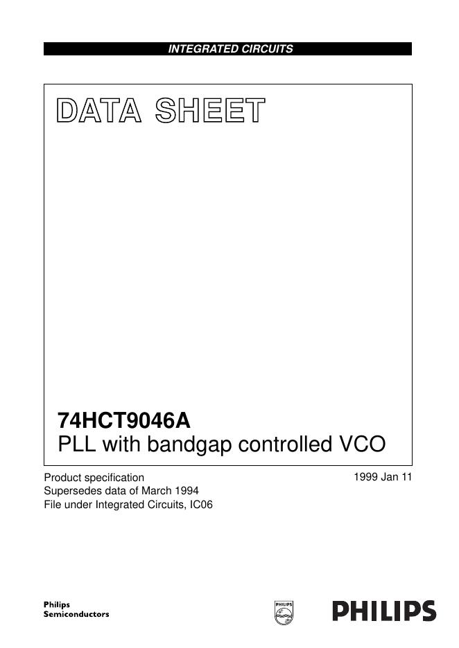 PHILIPS 74HCT9046A PLL with bandgap controlled VCO 说明书