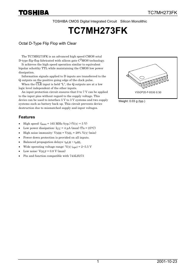 TOSHIBA  TC7MH273FK 使用说明书