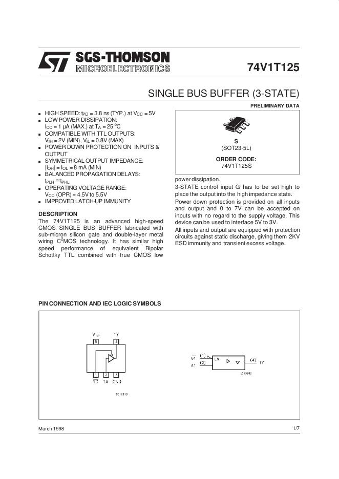 ST 74V1T125 说明书