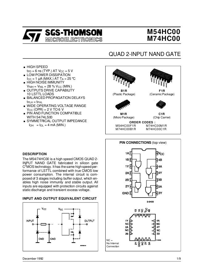 ST M54HC00/M74HC00 说明书