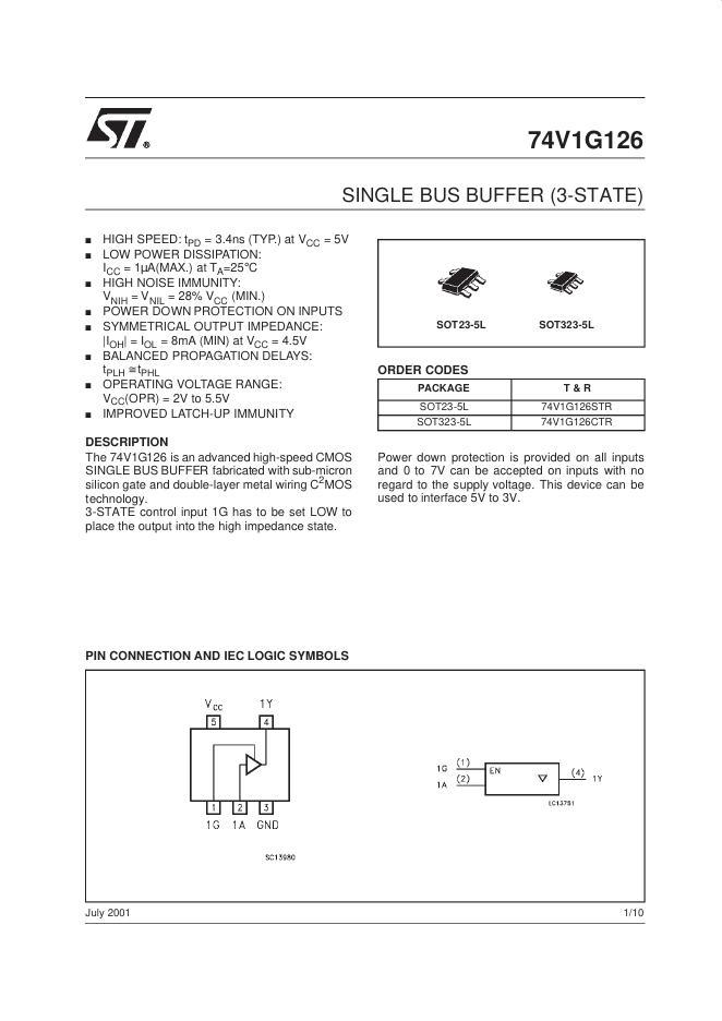 ST 74V1G126 说明书
