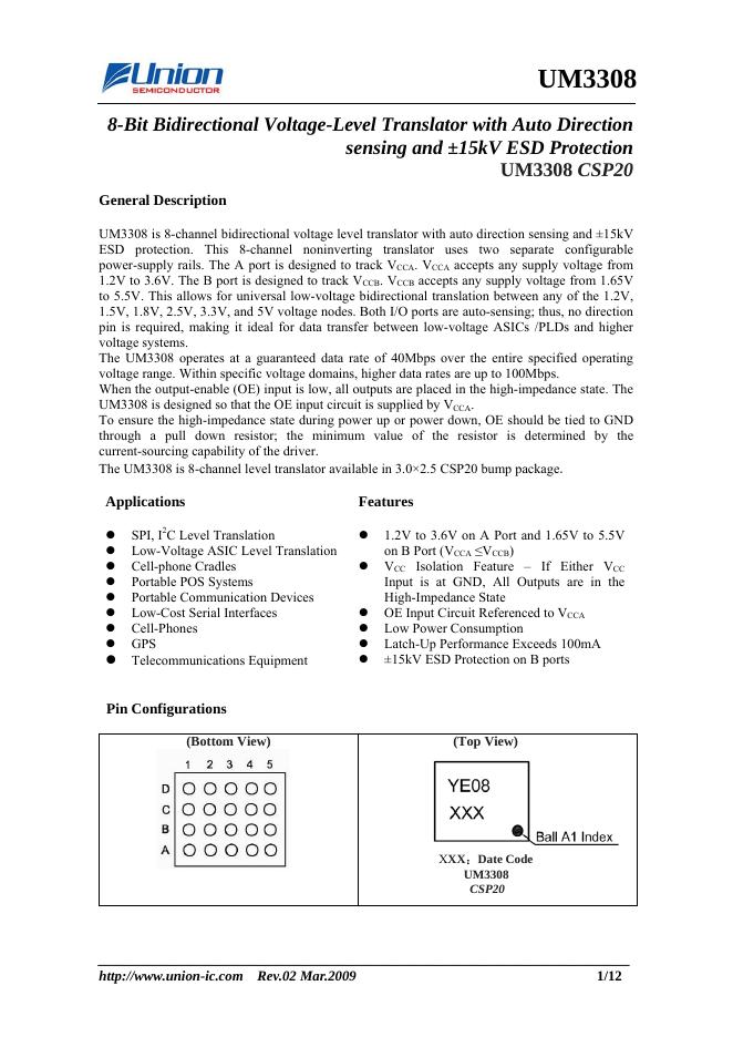 Union UM3308 说明书