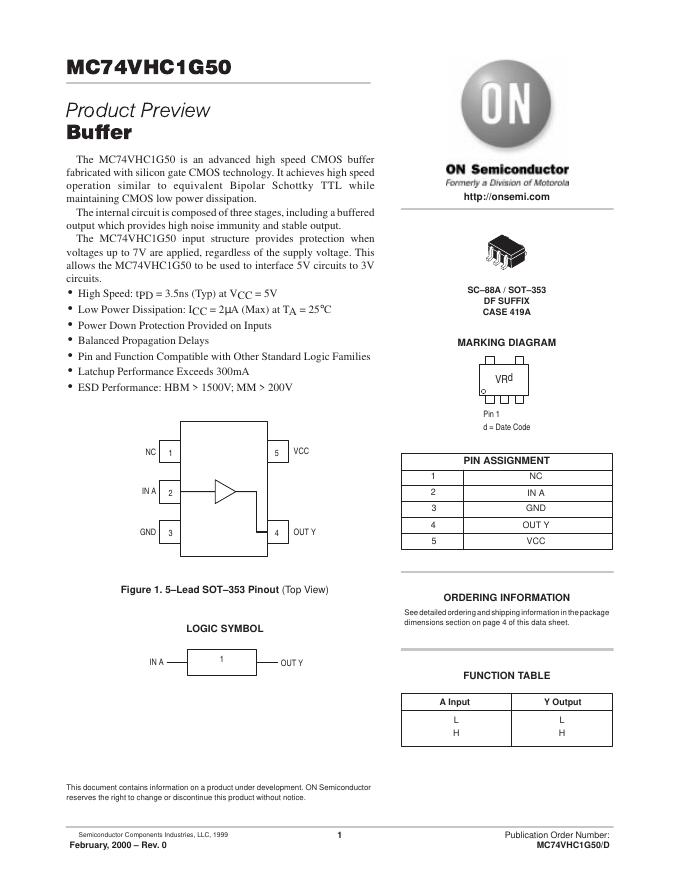 ONSEMI  SC–88A / SOT–353 DF SUFFIX CASE 419A 说明书