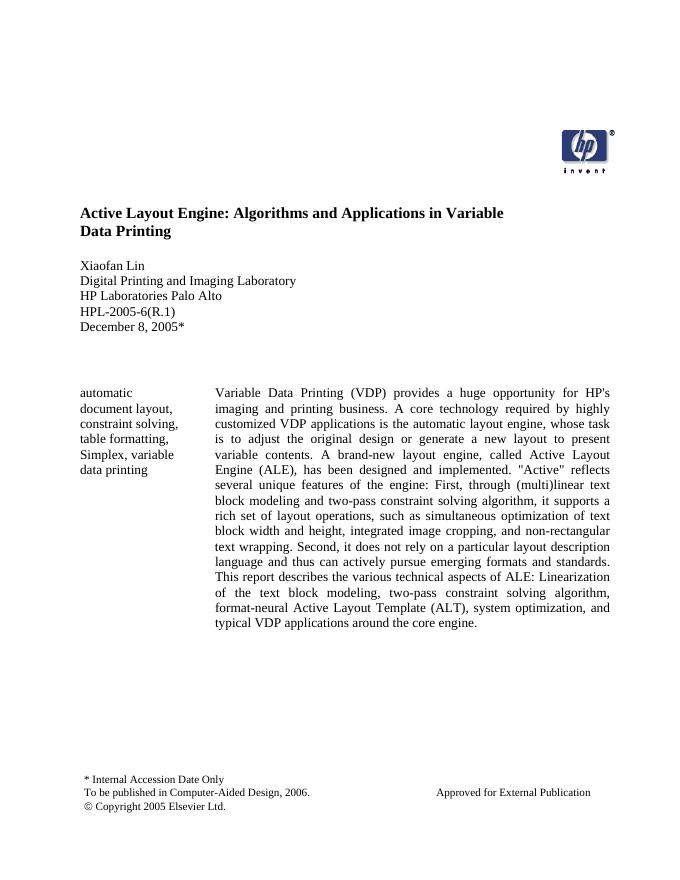 HP active layout engine: algorithms and applications in Variable   Data Printing 说明书