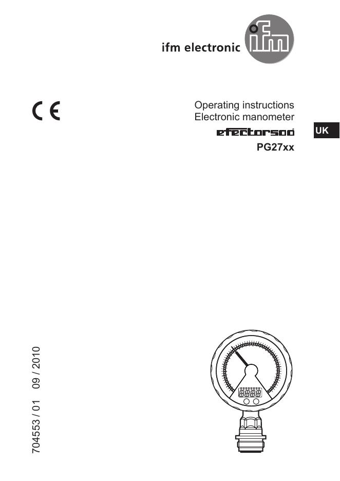 IFM ELECTRONIC  Electronic manometer PG27xx 说明书