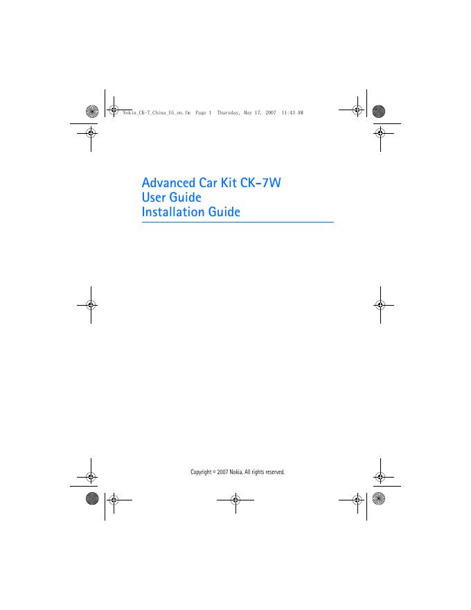 Advanced Car Kit CK-7W User Guide Installation Guide 说明书