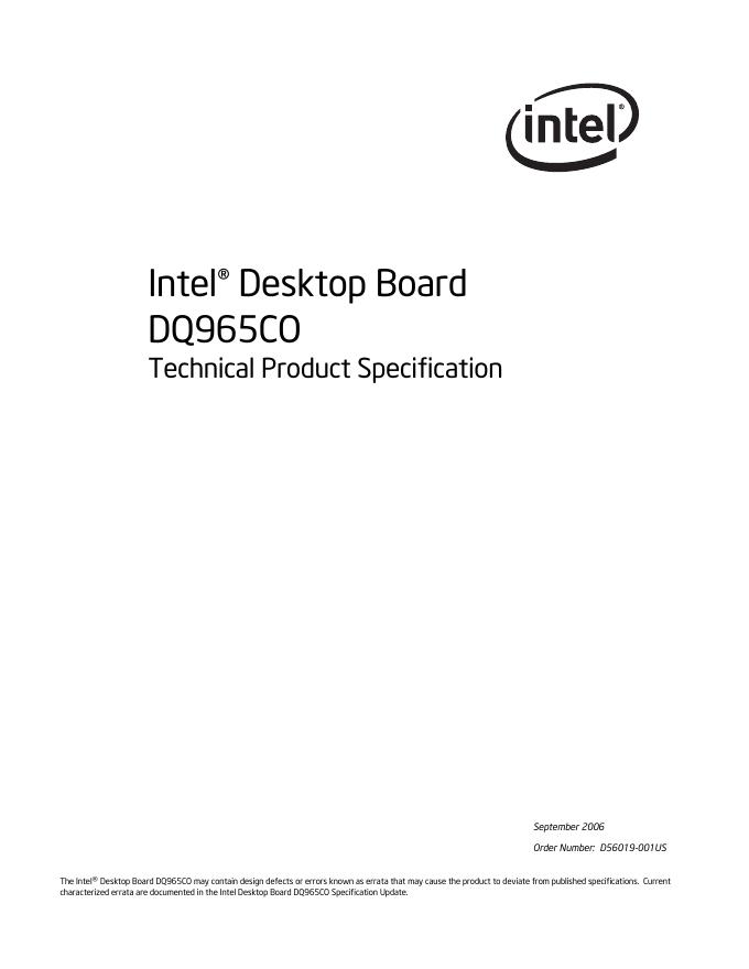 Intel  Desktop Board   DQ965CO  说明书