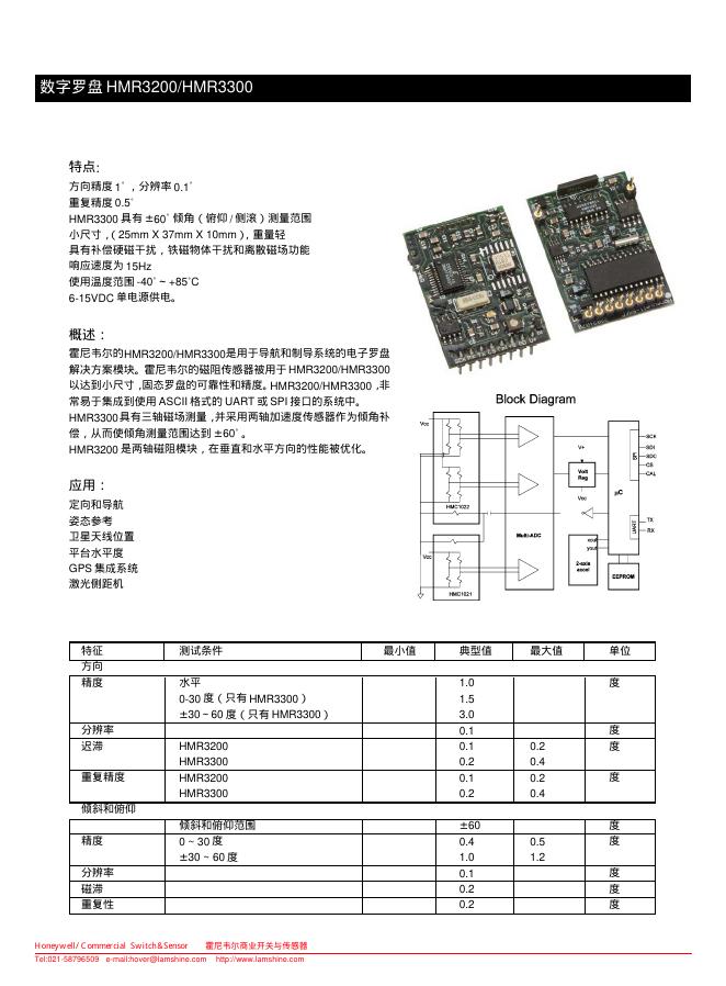 Honewell  HMR3200/HMR3300数字罗盘 说明书(2)