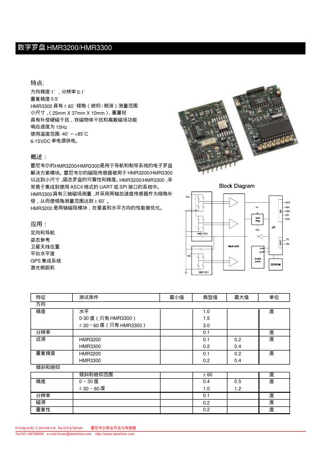 Honewell  HMR3200/HMR3300数字罗盘 说明书(3)