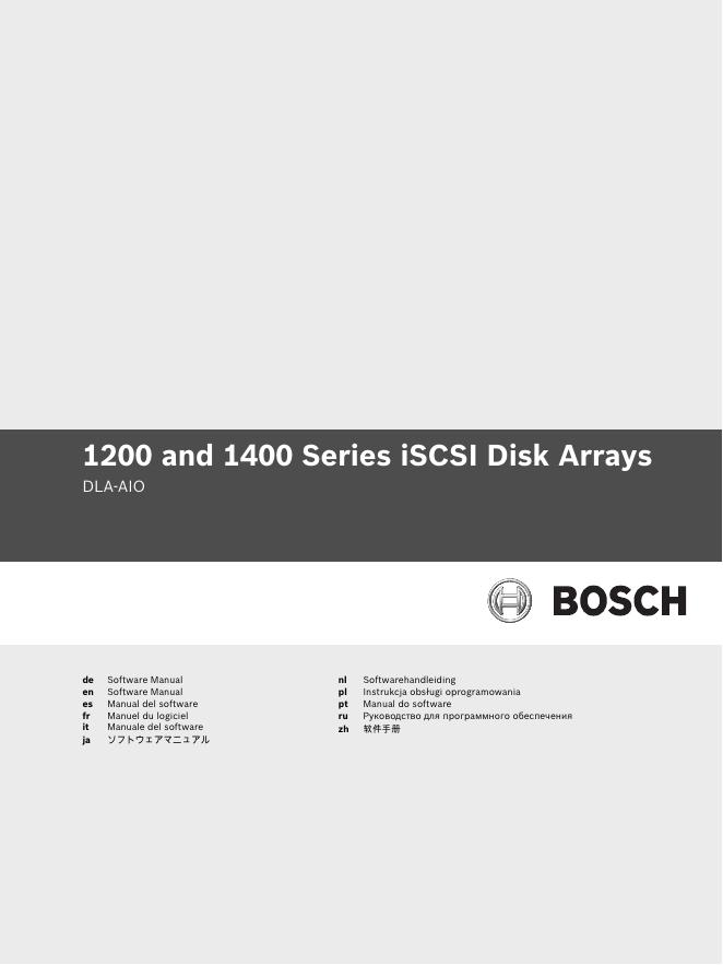 bosch 1200 and 1400 Series iSCSI Disk Arrays DLA-AIO 说明书