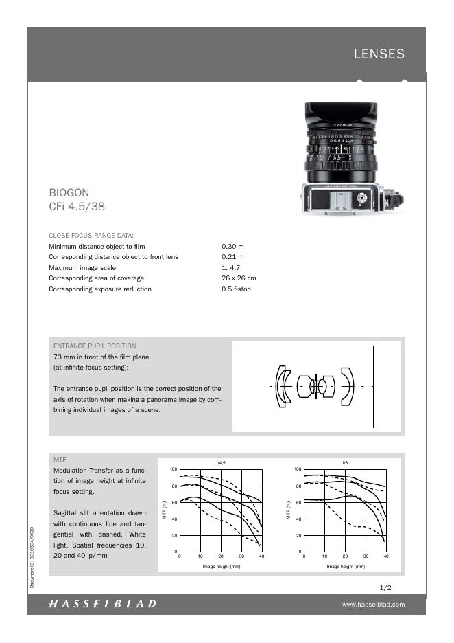 LENSES  BIOGON CFi 4.5/38 说明书